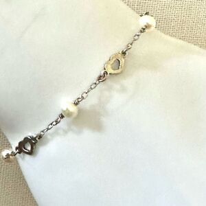 Sterling silver pearl Childs cross charm religious bracelet